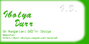 ibolya durr business card